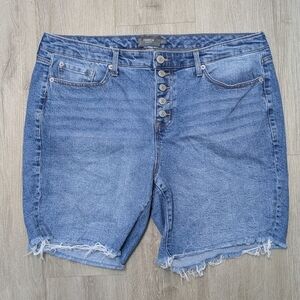 Torrid High Rise Button Fly Frayed Hem Denim Shorts 16